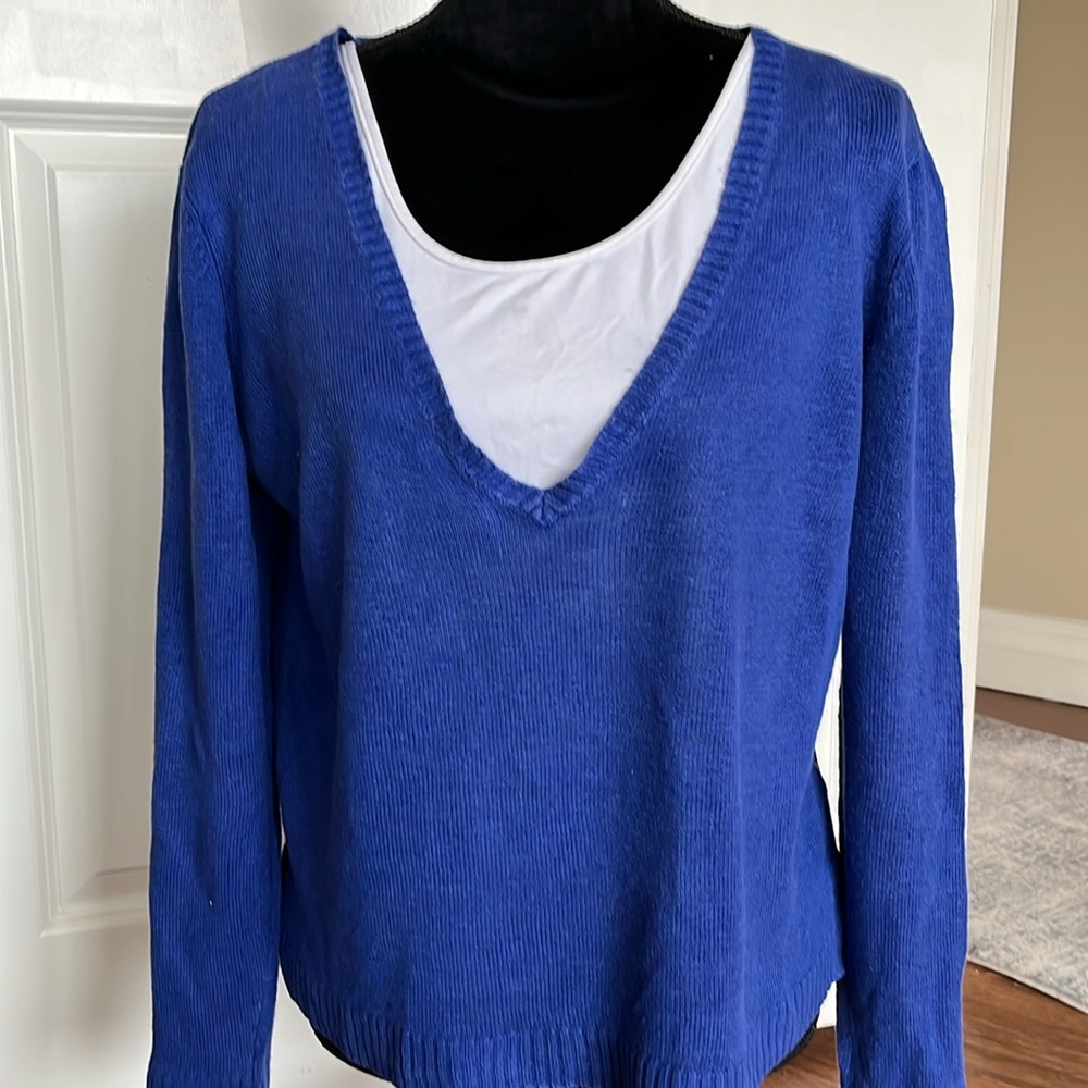 Eileen Fisher Royal Blue Linen Sweater